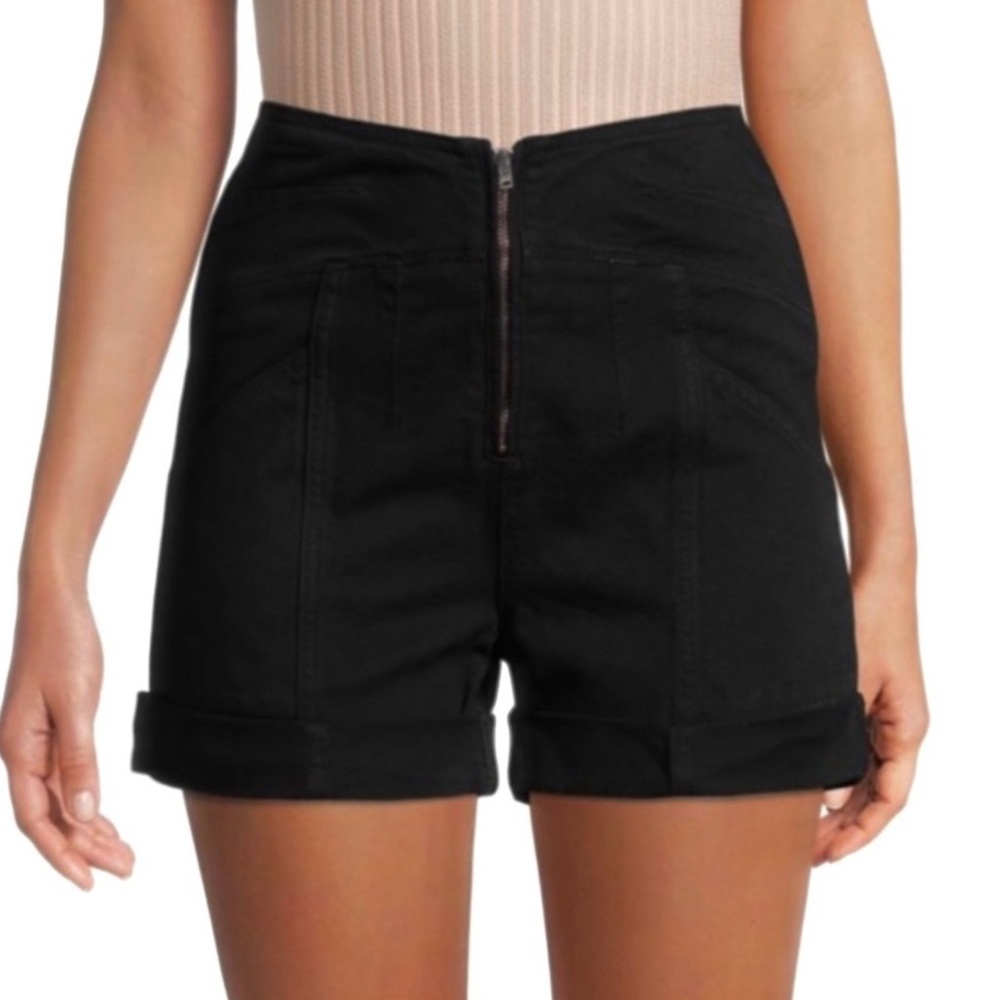 NEW IRO BLACK HIGH-WAISTED DENIM SHORTS